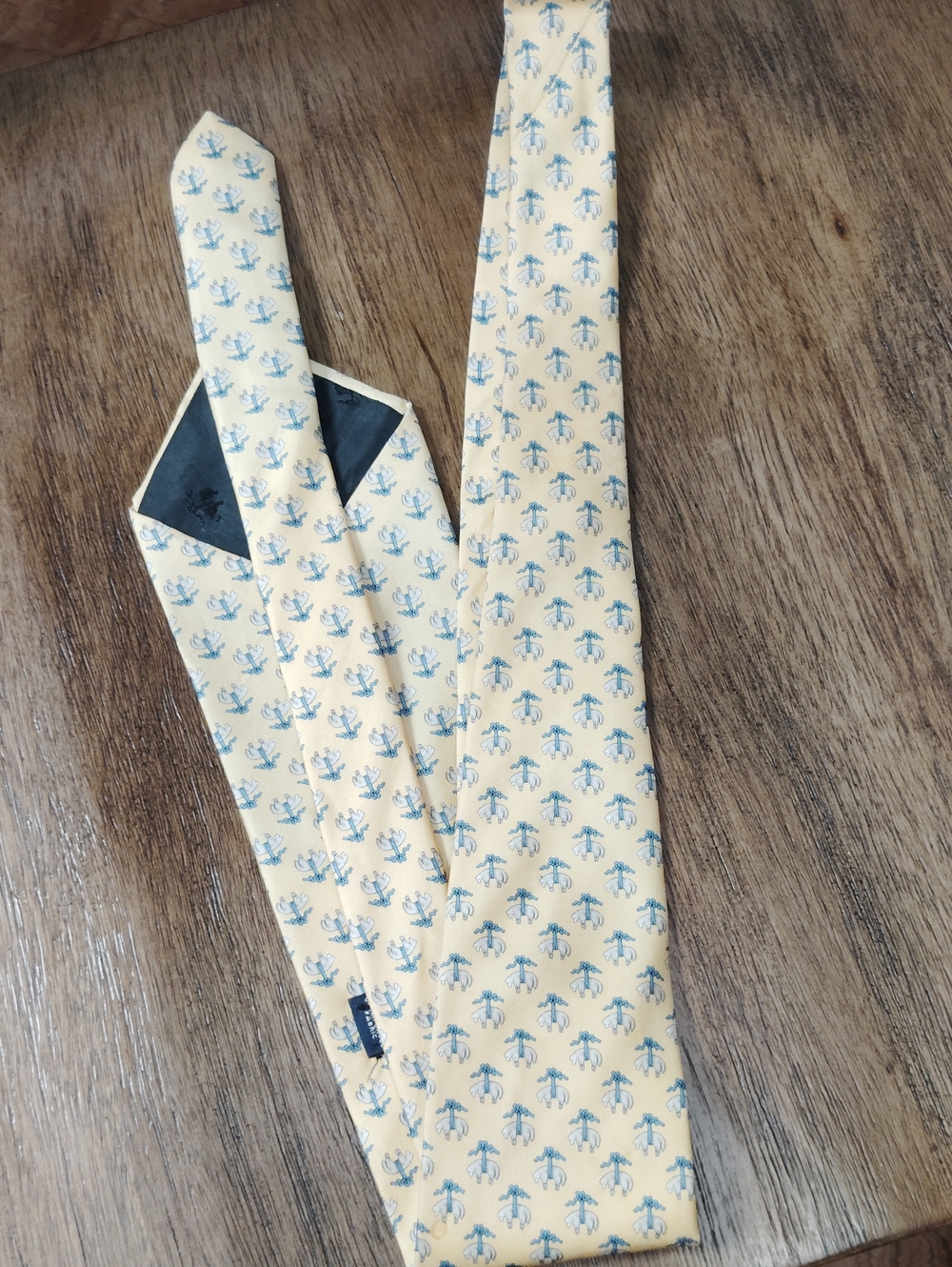 Brooks Brothers Yellow Tie with Light Blue Motif